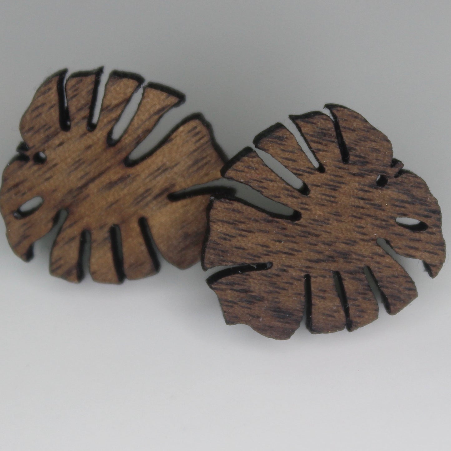 Monstera Leaf Post Earrings, Wooden, Laser cut, Posts