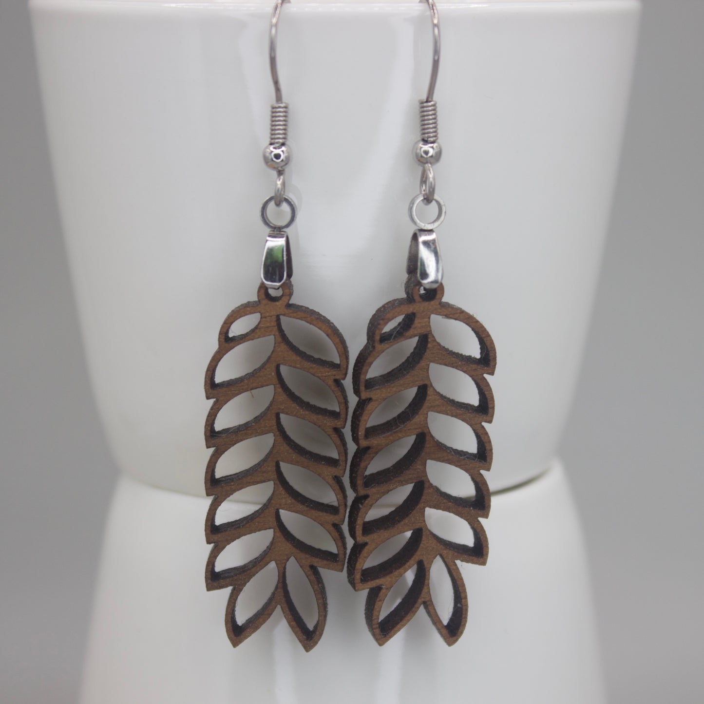 Leaf Shaped, Wooden, Laser Cut, Dangle Earring