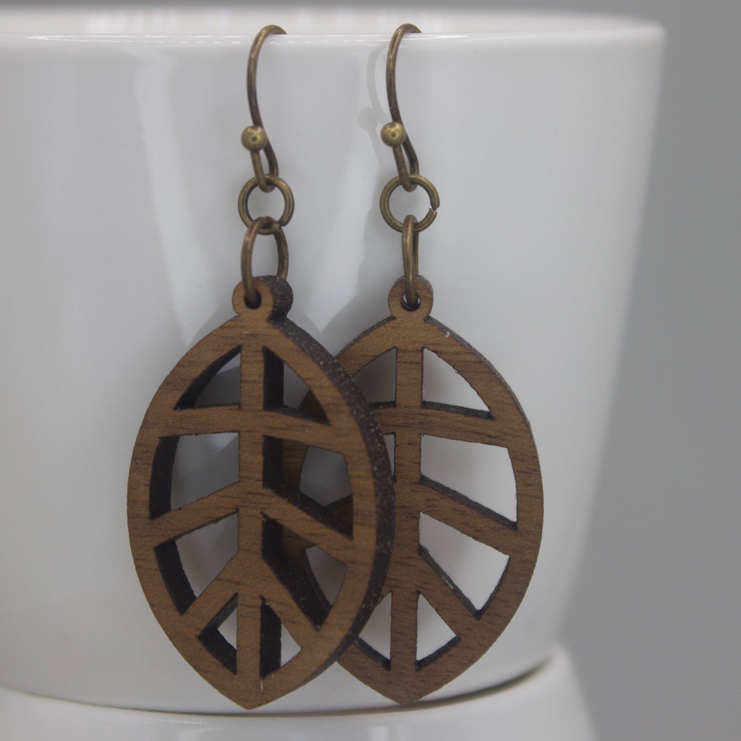 Leaf Cut Out, Dangle, Wooden, Laser cut, drop earrings
