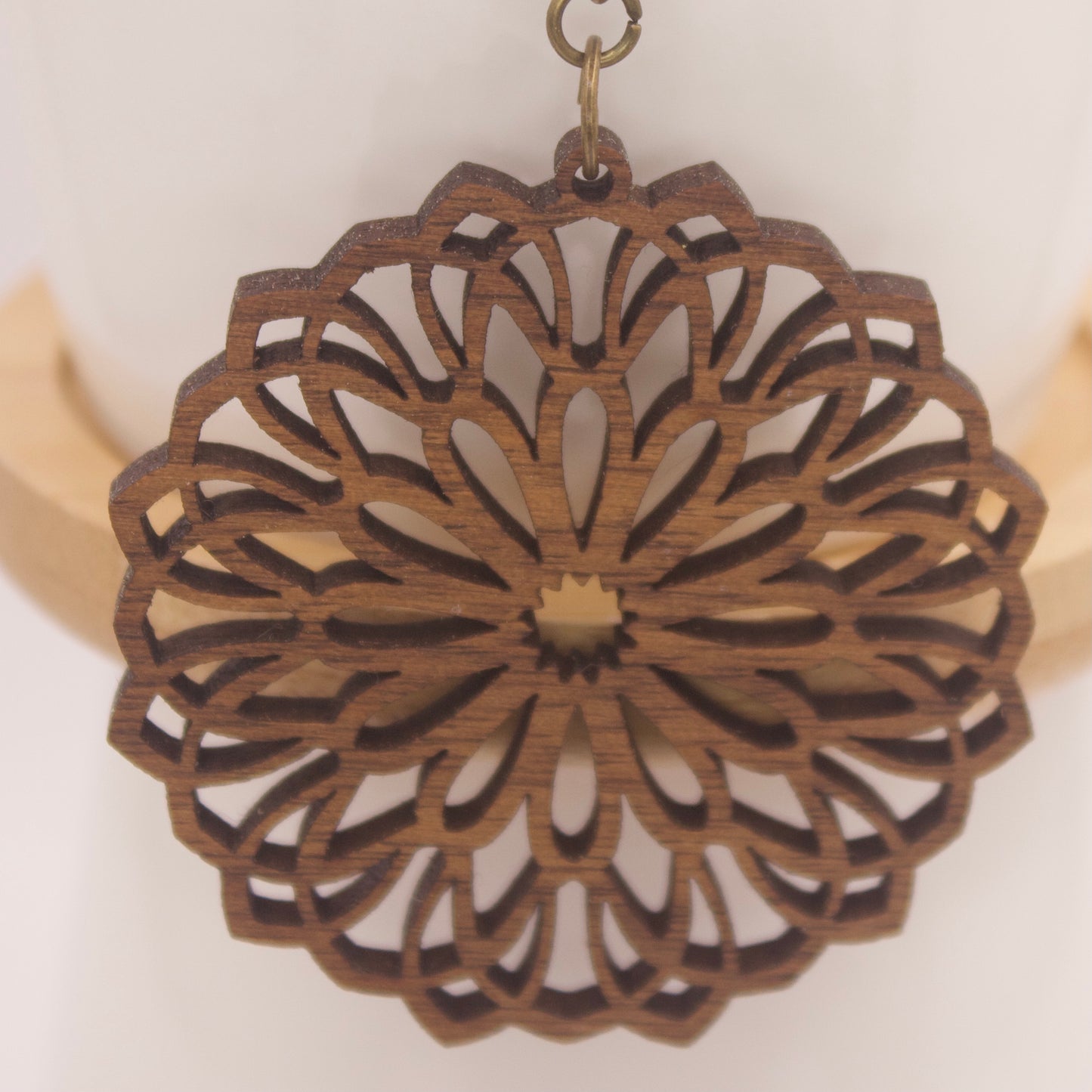 Medallion, Cut Out, Dangle, Wood, Laser cut, drop earrings