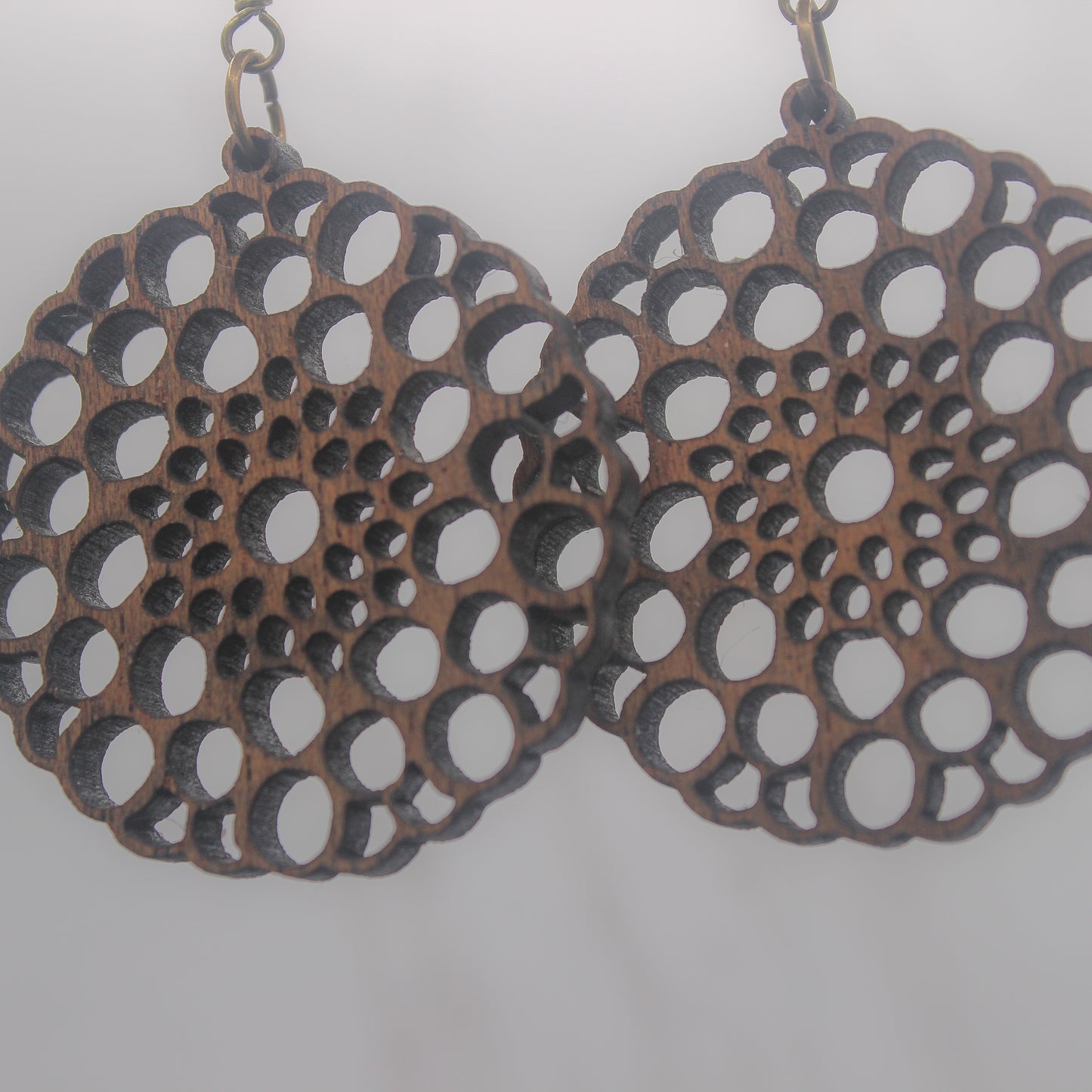 Bubble Designed Laser Cut, Dangle, Wood, drop earrings