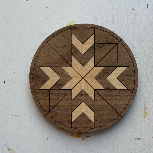 Wood Inlay (Quilt Design) Coaster Set