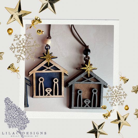 Rustic Nativity Ornament