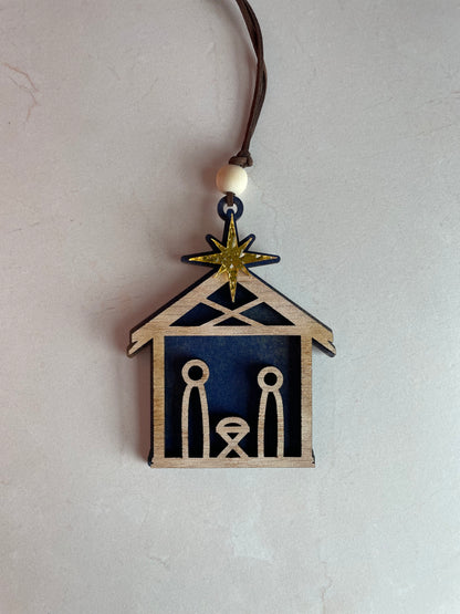 Rustic Nativity Ornament