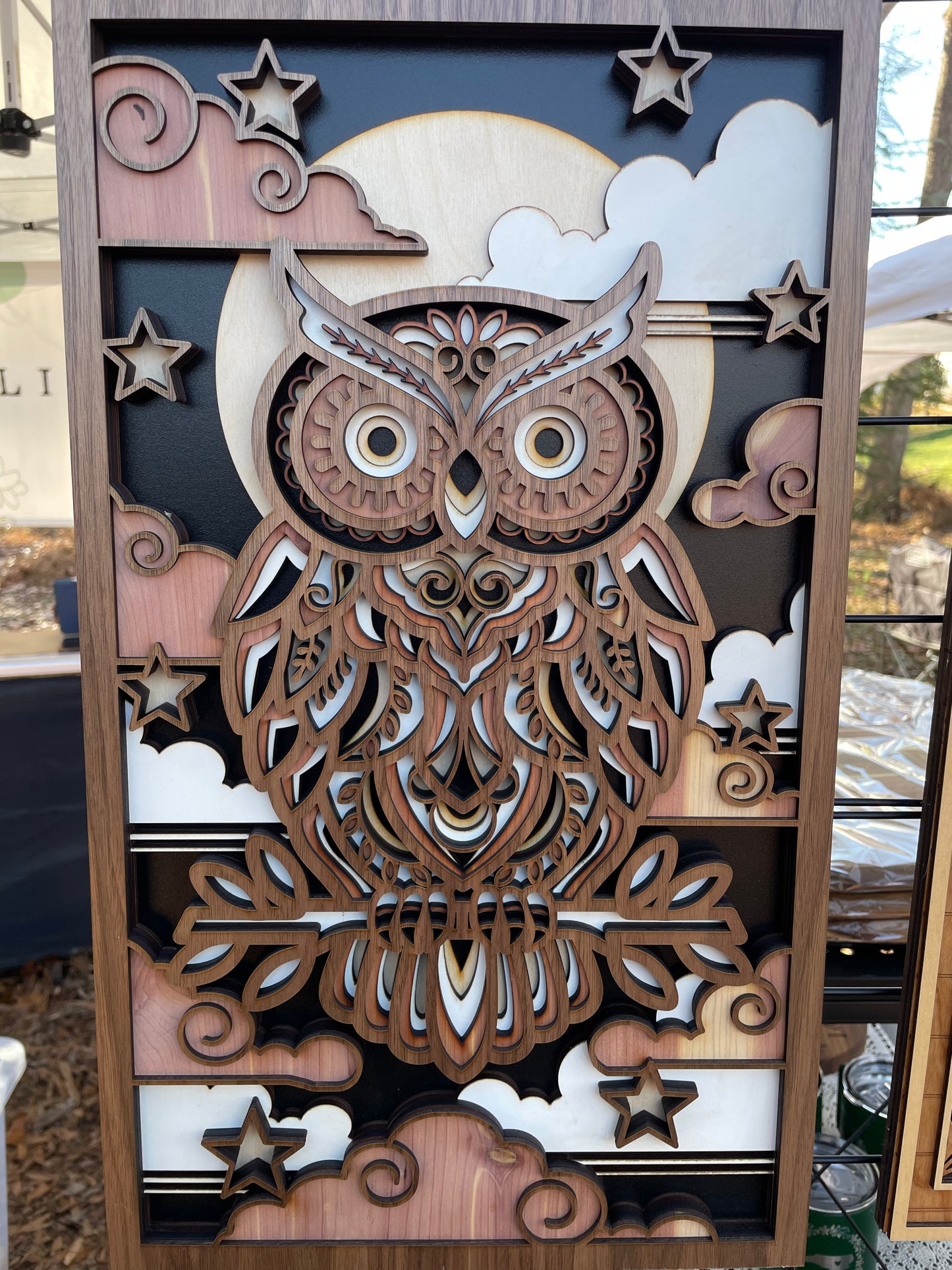 Owl Multi Layer Wood Wall Hanging
