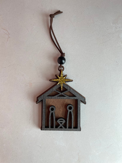Rustic Nativity Ornament