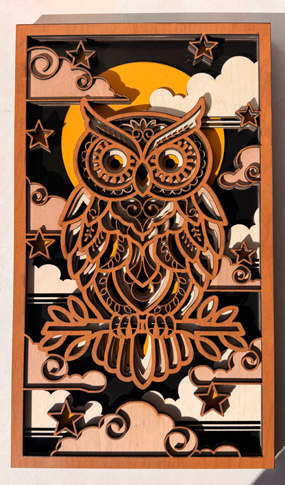 Owl Multi Layer Wood Wall Hanging