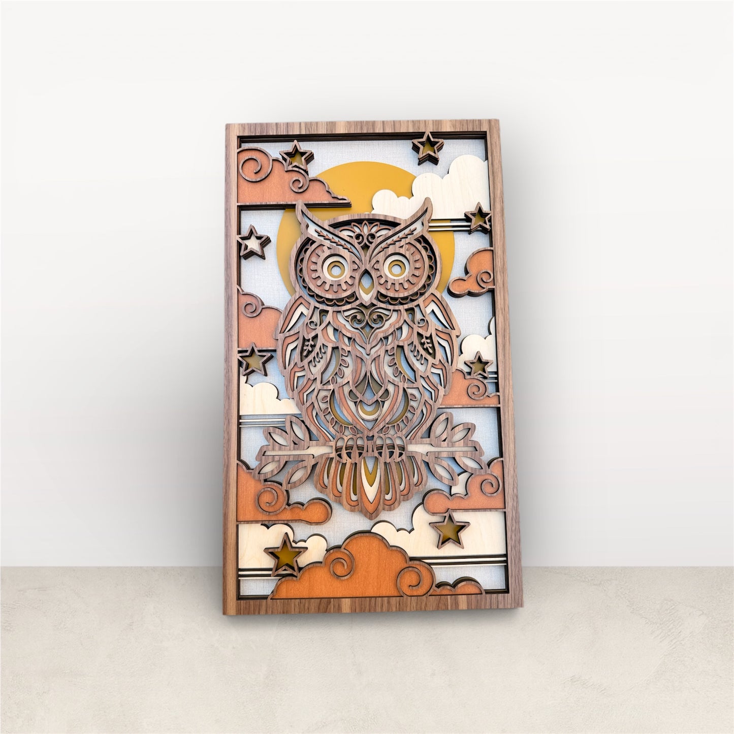 Owl Multi Layer Wood Wall Hanging