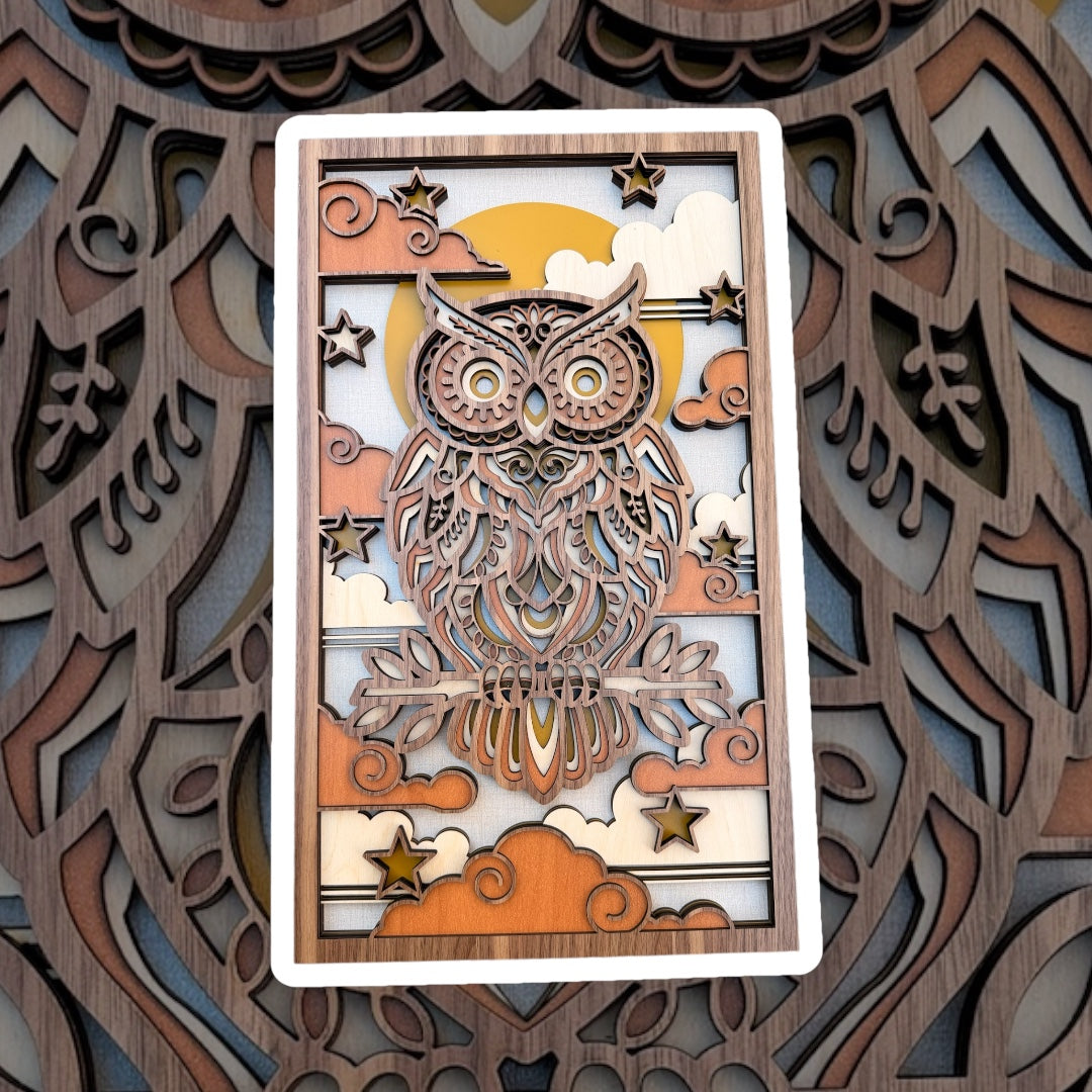 Owl Multi Layer Wood Wall Hanging