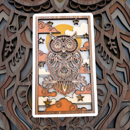 Owl Multi Layer Wood Wall Hanging