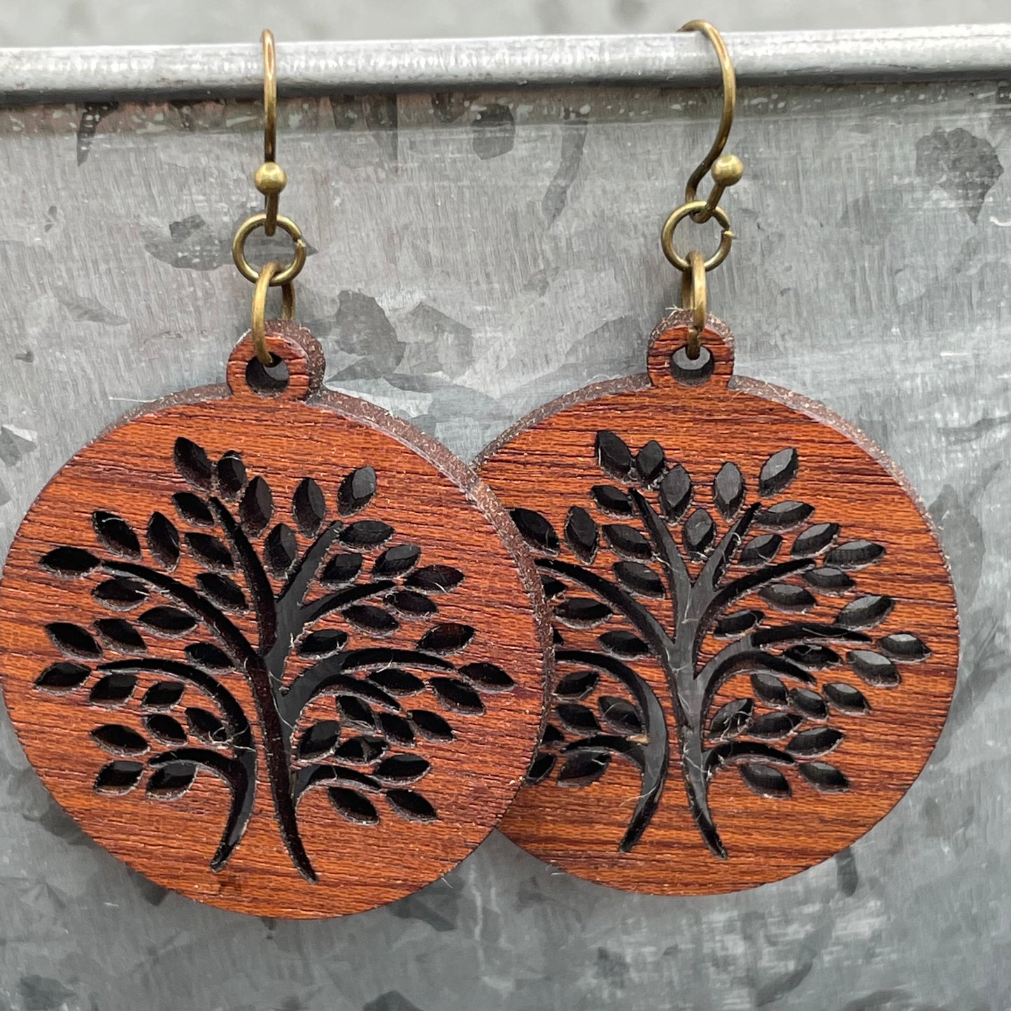 Tree of Life, Wooden, Round, Laser Cut Dangle Earring