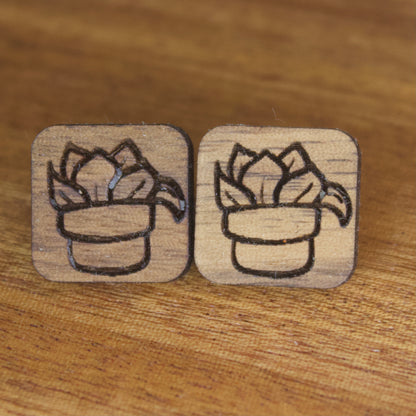 Square Post with Succulent Etching, Wooden, Laser cut, Post