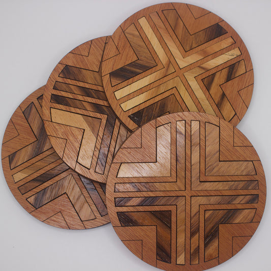 Wood Inlay (Boho Design) Coaster Set