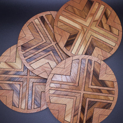 Wood Inlay (Boho Design) Coaster Set