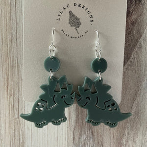 Triceratops, Acrylic Laser Cut Earring