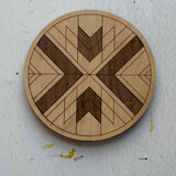 Quilt Style Wood Inlay Coaster Set