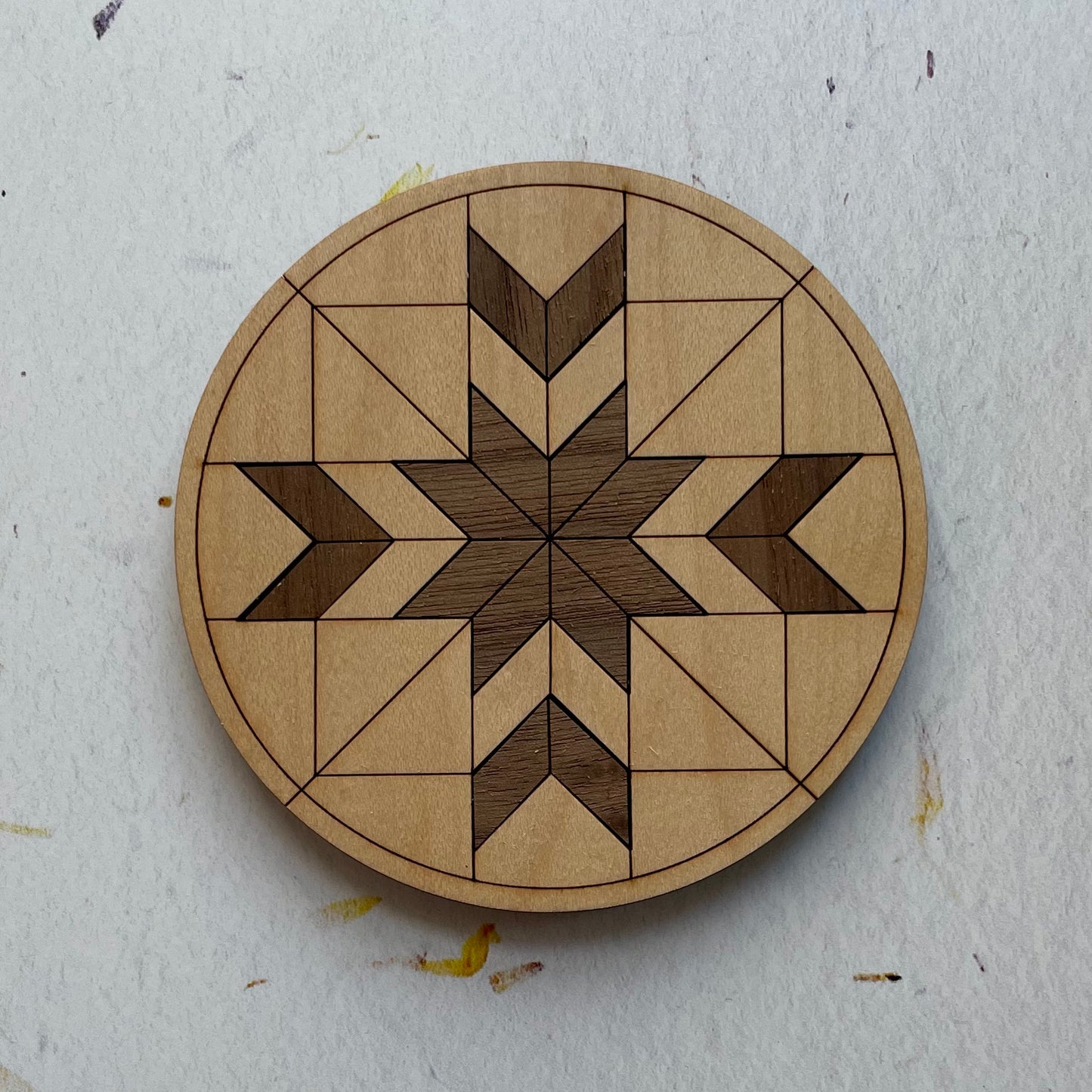 Wood Inlay (Quilt Design) Coaster Set